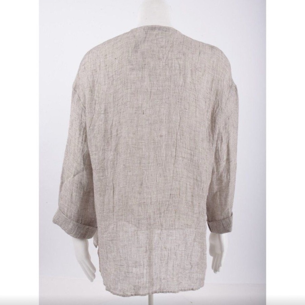 NOT FOR SALEZara Top 100% Linen Neutral Grey Loose Fitting Shirt (item #A22) - Picture 4 of 8